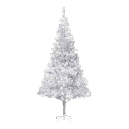 Artificial Pre-lit Christmas Tree with Ball Set Silver 210 cm PET