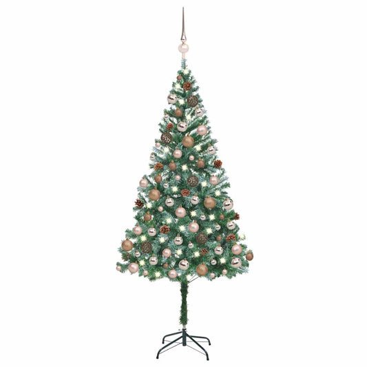 Artificial Pre-lit Christmas Tree with Ball Set Pinecones 180cm
