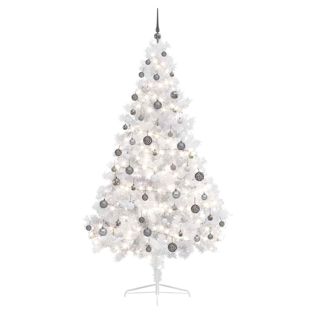 Artificial Half Pre-lit Christmas Tree with Ball Set White 180 cm