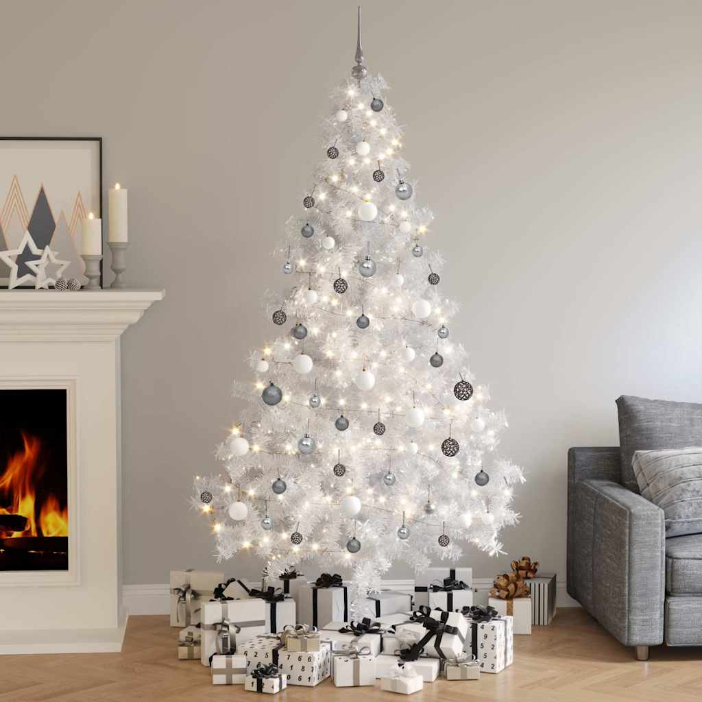 Artificial Half Pre-lit Christmas Tree Ball Set White 210 cm