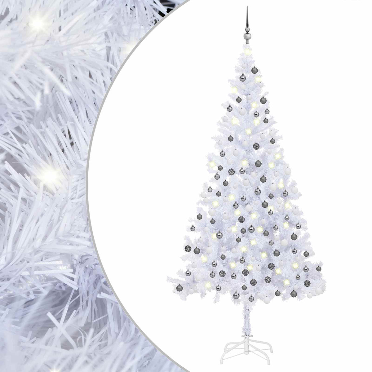 Artificial Pre-lit Christmas Tree with Ball Set L 240 cm White