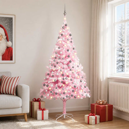 Artificial Pre-lit Christmas Tree with Ball Set Pink 210 cm PVC