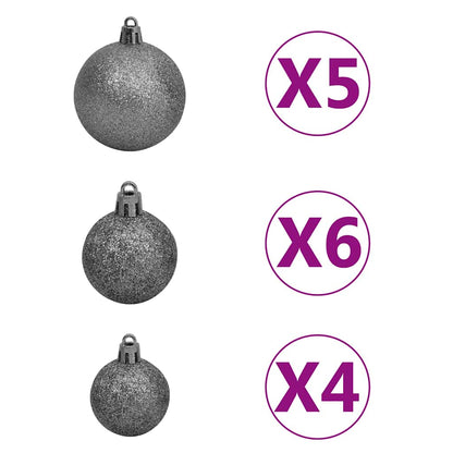 Artificial Pre-lit Christmas Tree with Ball Set Black 150 cm PVC