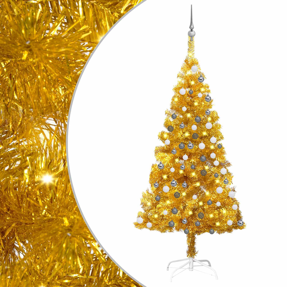 Artificial Pre-lit Christmas Tree with Ball Set Gold 120 cm PET