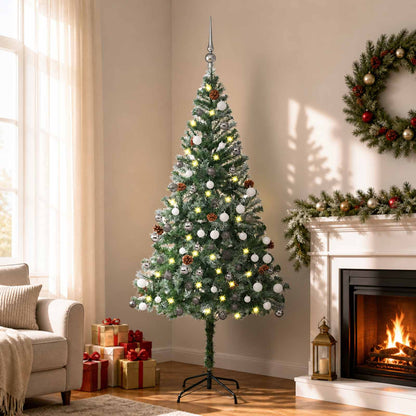 Artificial Pre-lit Christmas Tree with Ball Set Pinecones 180 cm