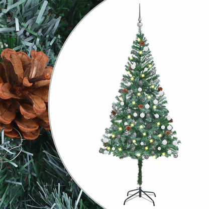 Artificial Pre-lit Christmas Tree with Ball Set Pinecones 180 cm