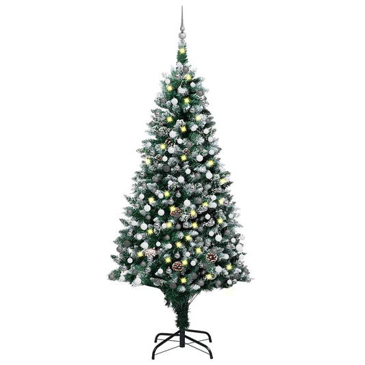 Artificial Christmas Tree with LEDs&Ball Set&Pine Cones 210 cm