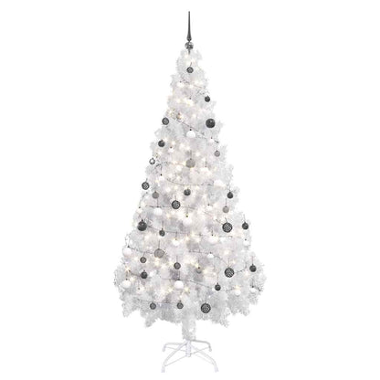 Artificial Pre-lit Christmas Tree with Ball Set White 180 cm PVC