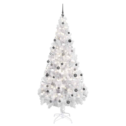 Artificial Pre-lit Christmas Tree with Ball Set White 180 cm PVC