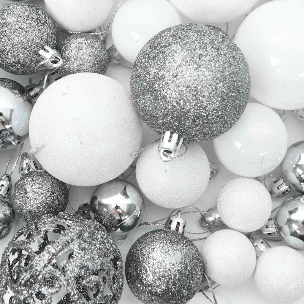 Artificial Pre-lit Christmas Tree with Ball Set White 180 cm PVC