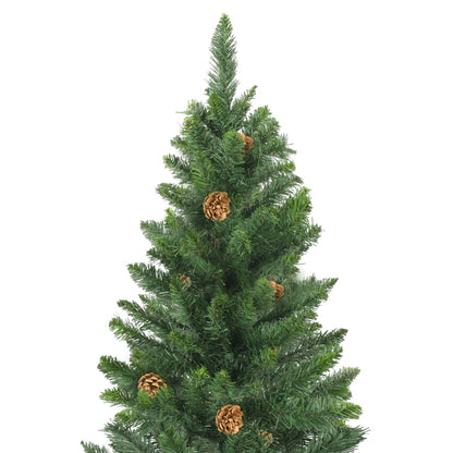 Artificial Pre-lit Christmas Tree with Pine Cones Green 180 cm