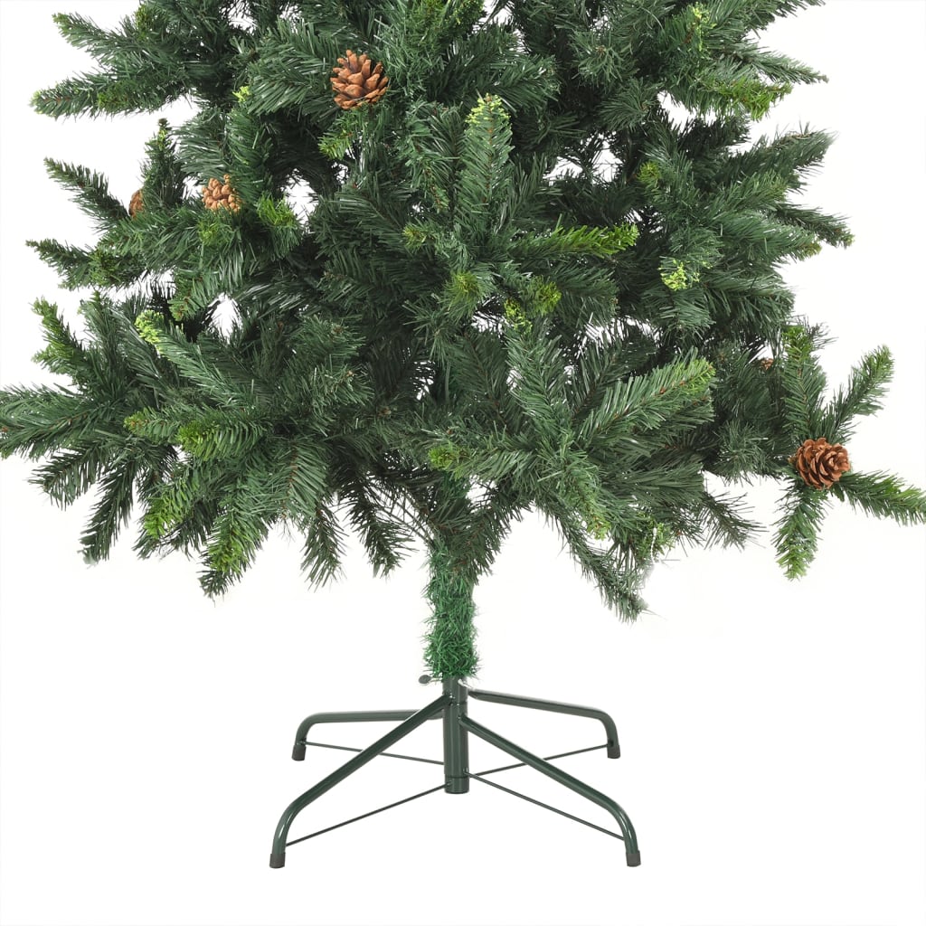Artificial Pre-lit Christmas Tree with Pine Cones Green 180 cm