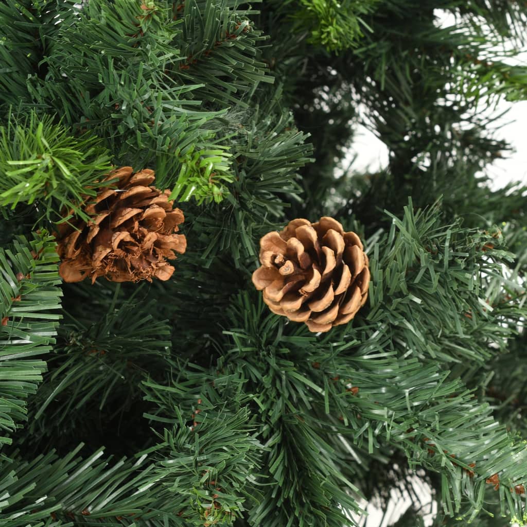 Artificial Pre-lit Christmas Tree with Pine Cones Green 180 cm