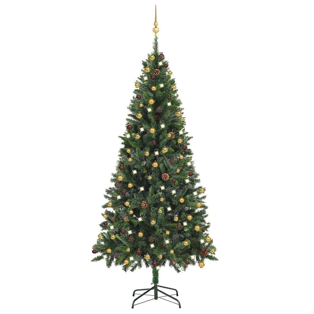 Artificial Pre-lit Christmas Tree with Ball Set Green 210 cm