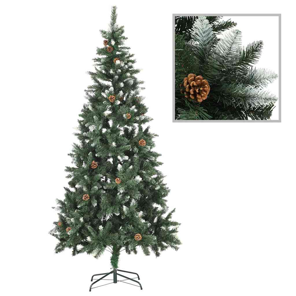 Artificial Pre-lit Christmas Tree with Ball Set&Pine Cones 210 cm