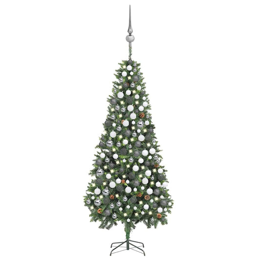 Artificial Pre-lit Christmas Tree with Ball Set Pine Cones 210 cm