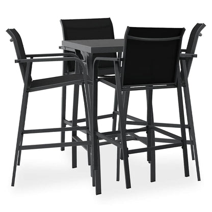 3073574 vidaXL 5 Piece Garden Bar Set Black (48120+48117)