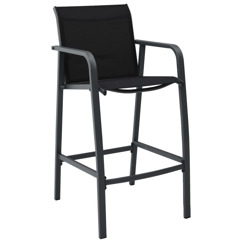 Garden Bar Set | Black and dark grey | Tempered glass, steel, textilene