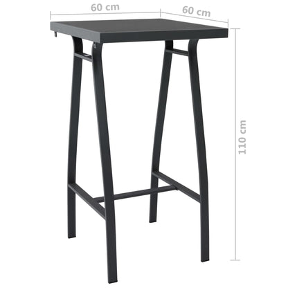 Garden Bar Set | Black and dark grey | Tempered glass, steel, textilene