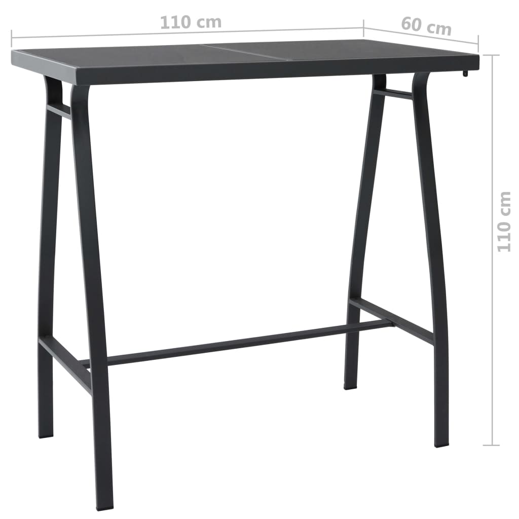 Garden Bar Set | Black and Dark Grey | Tempered glass, Steel, Textilene
