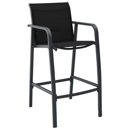 Garden Bar Set | Black and dark grey | Tempered glass, steel, textilene