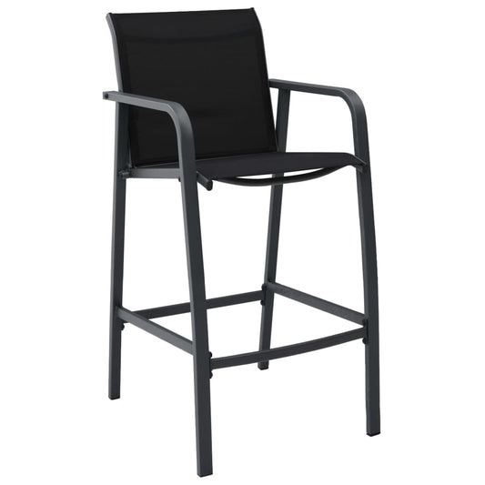 Garden Bar Set | Black and dark grey | Tempered glass, steel, textilene