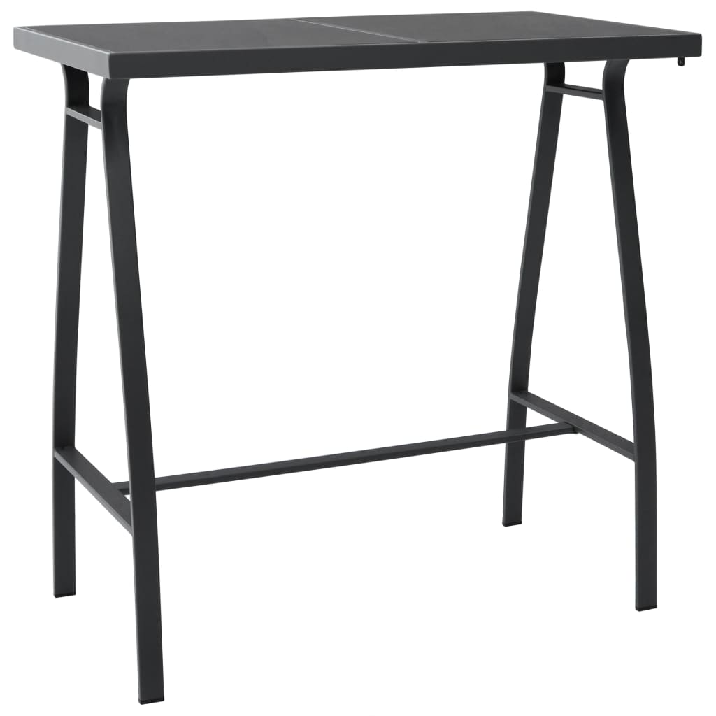 Garden Bar Set | Black and dark grey | Tempered glass, steel, textilene