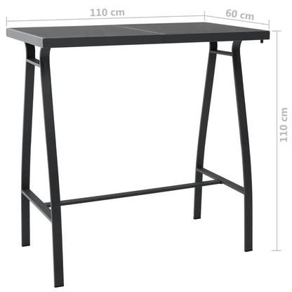 Garden Bar Set | Black and dark grey | Tempered glass, steel, textilene