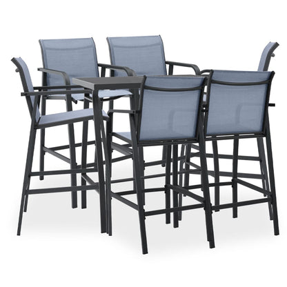 Garden Bar Set | Black | Tempered glass, steel, textilene | Large