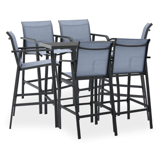 Garden Bar Set | Black | Tempered glass, steel, textilene | Large