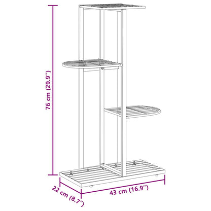 4-Floor Flower Stand 43x22x76 cm Black Metal