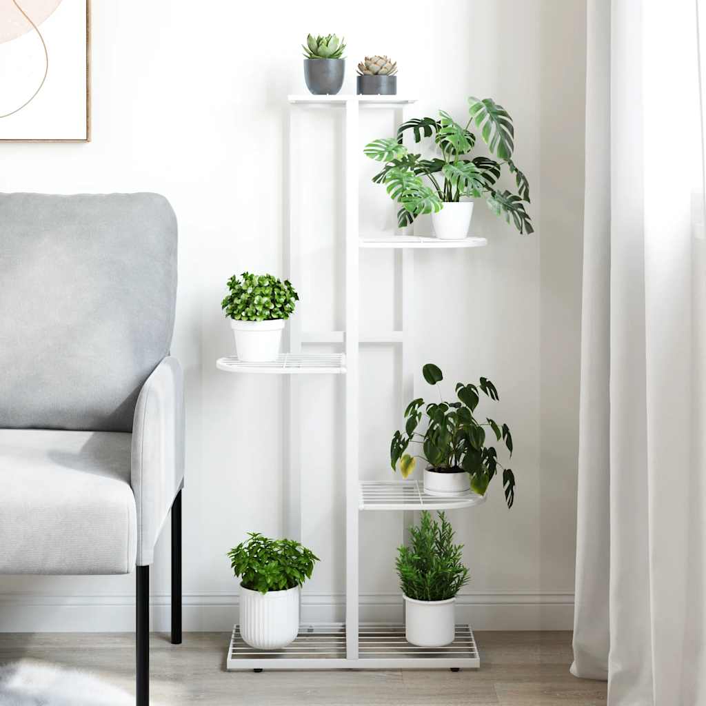 5-Floor Flower Stand 43x22x98 cm White Metal
