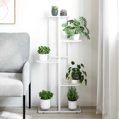 5-Floor Flower Stand 43x22x98 cm White Metal