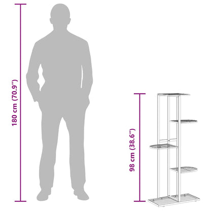 5-Floor Flower Stand 43x22x98 cm White Metal