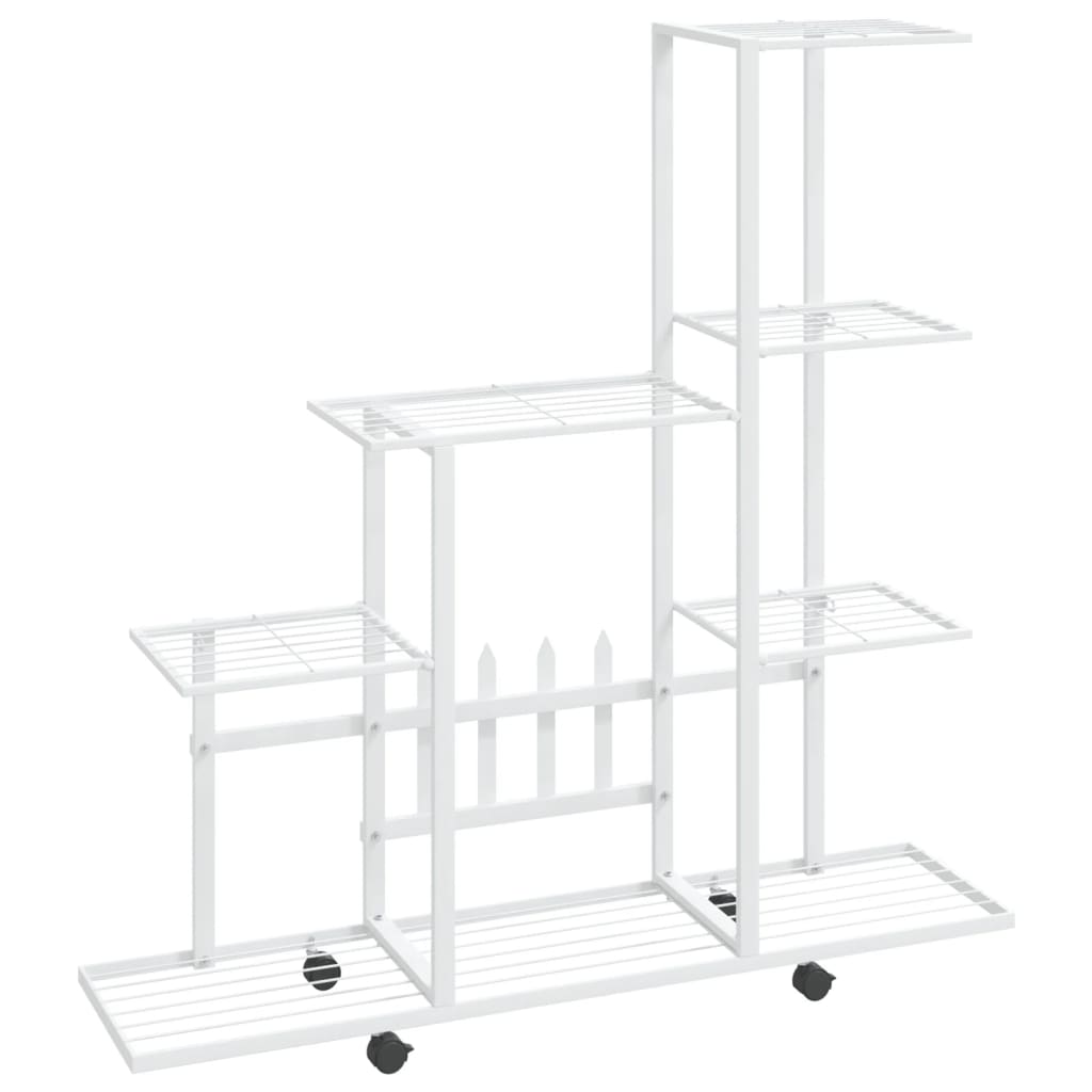 Flower Stand with Wheel 94.5x25x92.5 cm White Metal