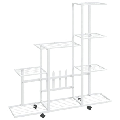 Flower Stand with Wheel 94.5x25x92.5 cm White Metal