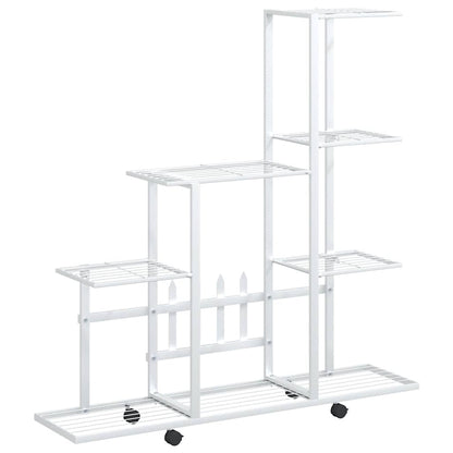 Flower Stand with Wheel 94.5x25x92.5 cm White Metal
