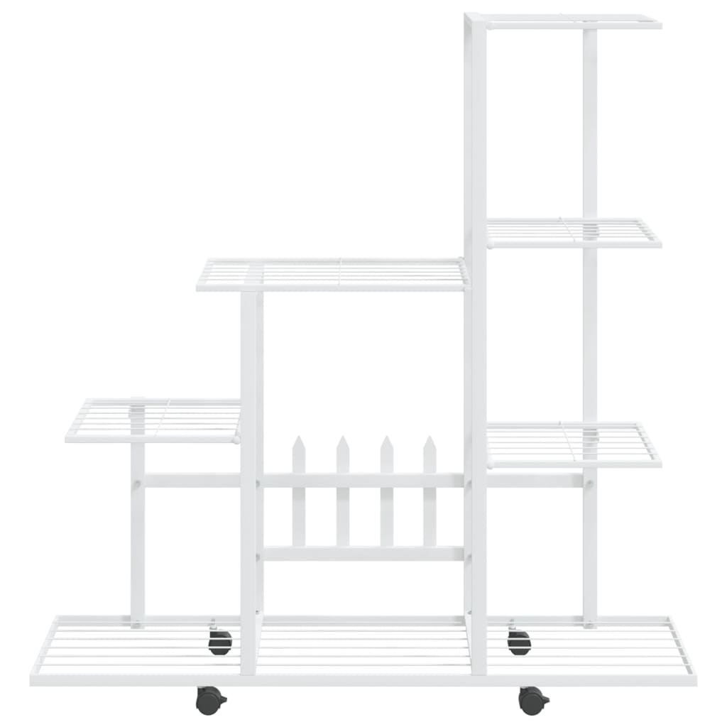 Flower Stand with Wheel 94.5x25x92.5 cm White Metal