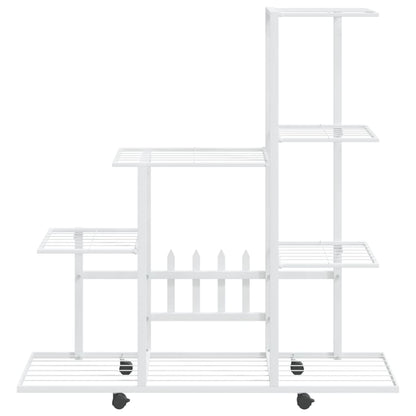Flower Stand with Wheel 94.5x25x92.5 cm White Metal
