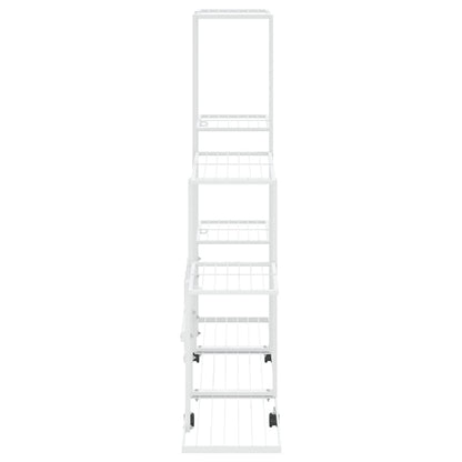 Flower Stand with Wheel 94.5x25x92.5 cm White Metal
