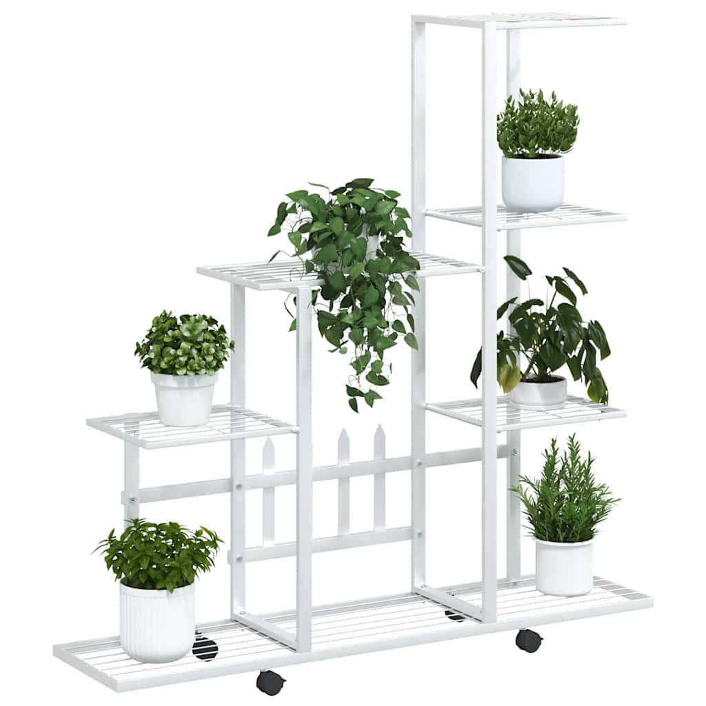 Flower Stand with Wheel 94.5x25x92.5 cm White Metal