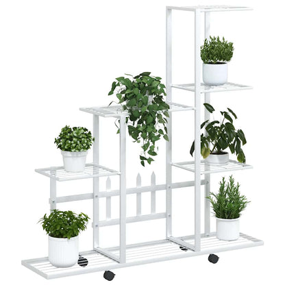 Flower Stand with Wheel 94.5x25x92.5 cm White Metal