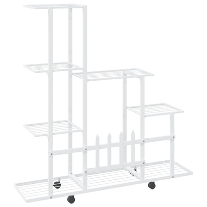 Flower Stand with Wheel 94.5x25x92.5 cm White Metal