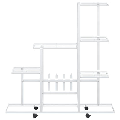 Flower Stand with Wheel 94.5x25x92.5 cm White Metal