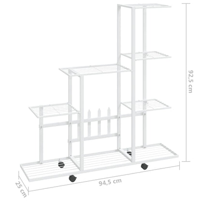 Flower Stand with Wheel 94.5x25x92.5 cm White Metal