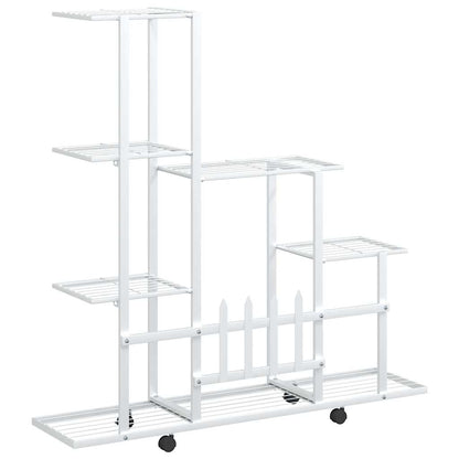 Flower Stand with Wheel 94.5x25x92.5 cm White Metal