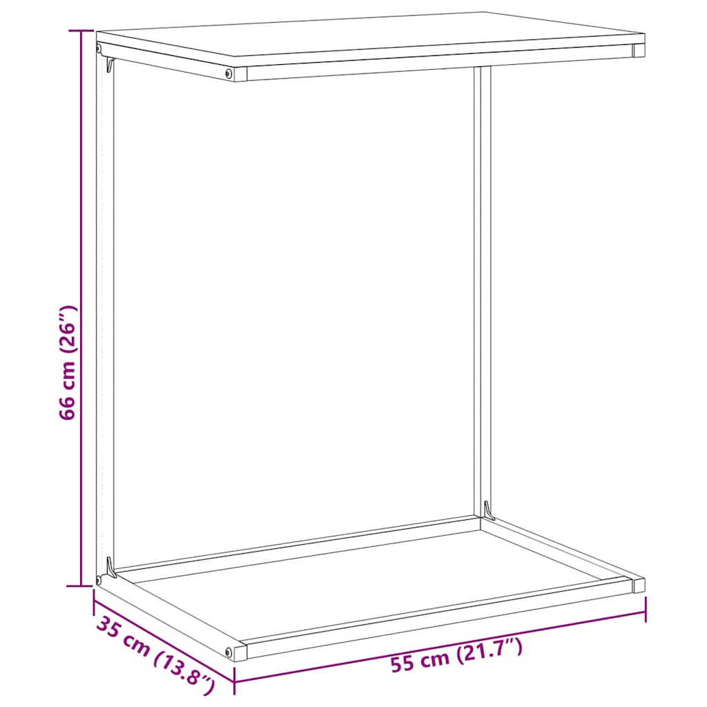 Side Table White 55x35x66 cm Engineered Wood