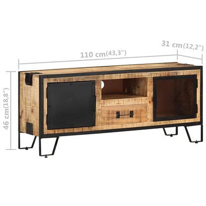 328284 vidaXL TV Cabinet 110x31x46 cm Rough Mango Wood