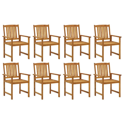 Garden Chair | Set of 8 | Brown | Solid Acacia Wood | Standard | Durable