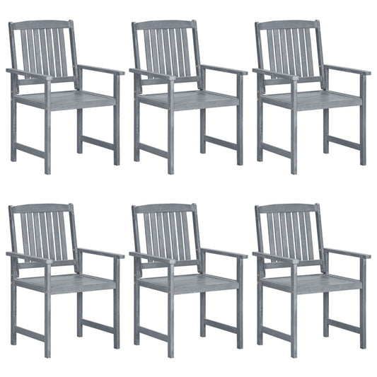 Garden Chair | Set of 6 | Grey | Solid Acacia wood | Standard | Durable